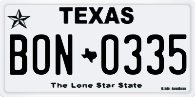 TX license plate BON0335