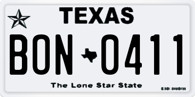 TX license plate BON0411