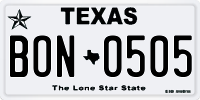 TX license plate BON0505