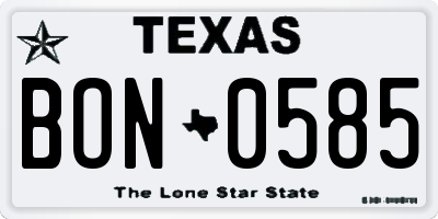 TX license plate BON0585