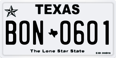 TX license plate BON0601