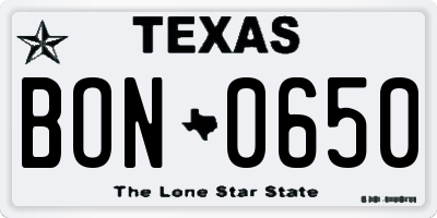 TX license plate BON0650