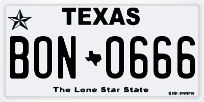 TX license plate BON0666