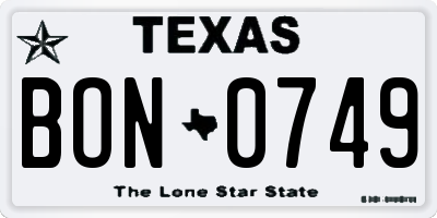 TX license plate BON0749