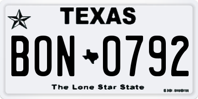 TX license plate BON0792