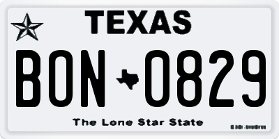 TX license plate BON0829