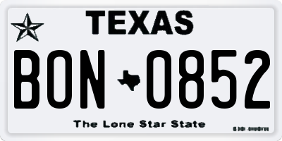 TX license plate BON0852