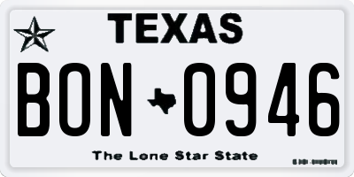 TX license plate BON0946