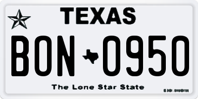 TX license plate BON0950