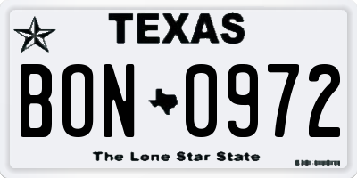 TX license plate BON0972