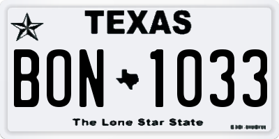 TX license plate BON1033