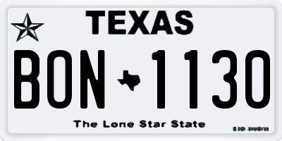 TX license plate BON1130