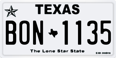 TX license plate BON1135
