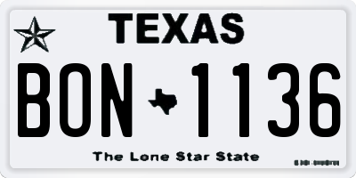 TX license plate BON1136