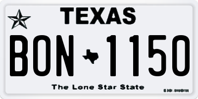 TX license plate BON1150