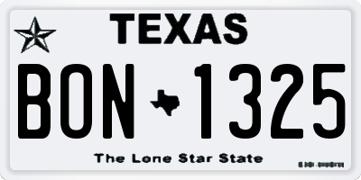 TX license plate BON1325