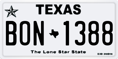 TX license plate BON1388