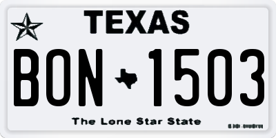 TX license plate BON1503