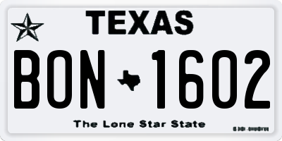 TX license plate BON1602