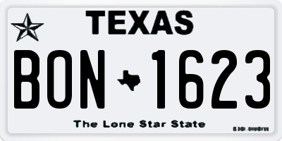 TX license plate BON1623