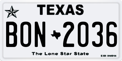TX license plate BON2036