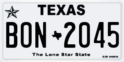 TX license plate BON2045