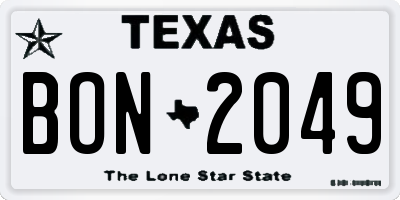 TX license plate BON2049