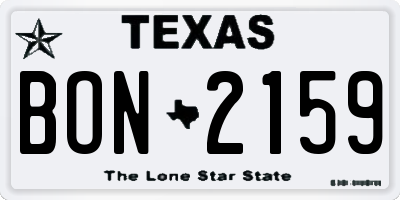 TX license plate BON2159