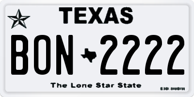 TX license plate BON2222