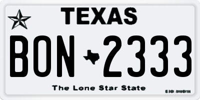 TX license plate BON2333