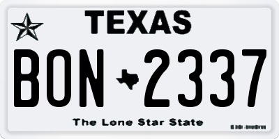 TX license plate BON2337