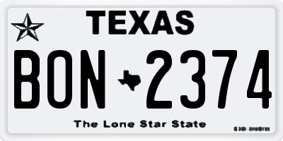 TX license plate BON2374