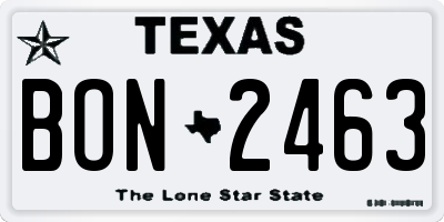 TX license plate BON2463