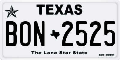 TX license plate BON2525