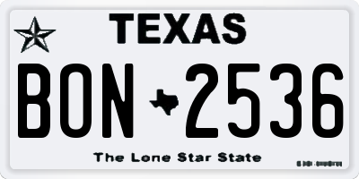 TX license plate BON2536