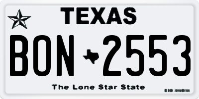 TX license plate BON2553