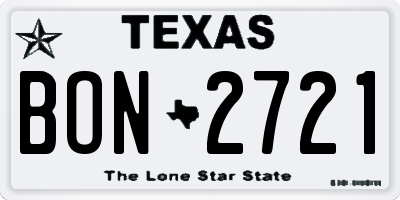 TX license plate BON2721
