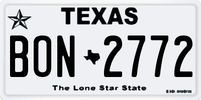 TX license plate BON2772