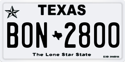 TX license plate BON2800