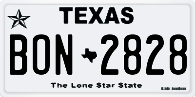 TX license plate BON2828