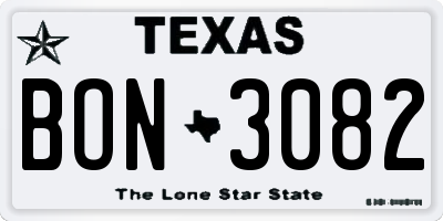 TX license plate BON3082