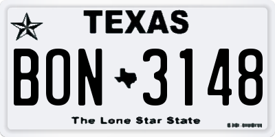 TX license plate BON3148
