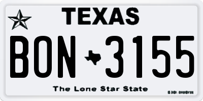 TX license plate BON3155