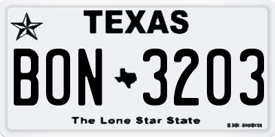 TX license plate BON3203