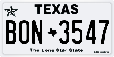 TX license plate BON3547
