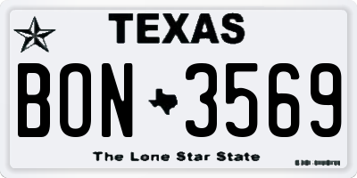 TX license plate BON3569