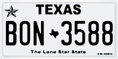 TX license plate BON3588