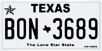 TX license plate BON3689