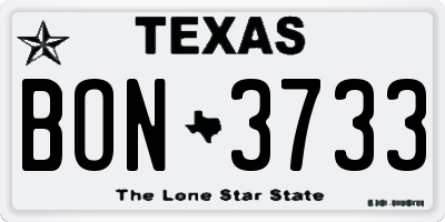 TX license plate BON3733