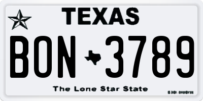 TX license plate BON3789
